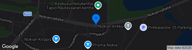 Map showing Nokian keskuskenttä