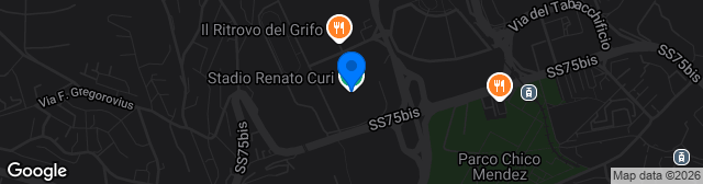 Map showing Stadio Renato Curi