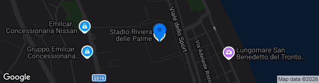 Map showing Stadio Riviera delle Palme